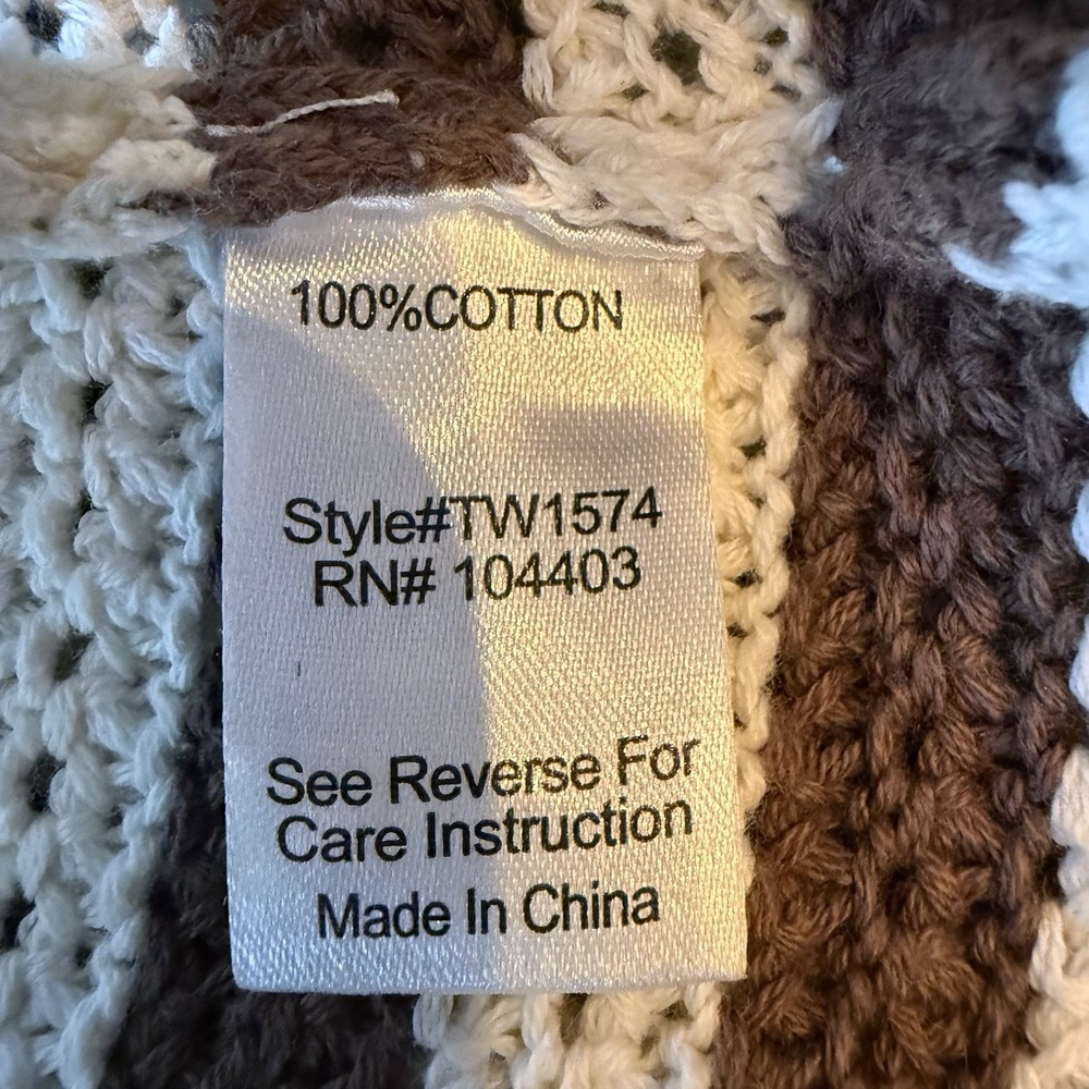 The‎ Workshop Crocheted Midi Dress S Brown Striped Collared Retro Cotton Knit - Picture 8 of 9